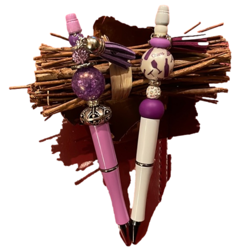 Wine Theme Handmade Beaded Pen Gift Set